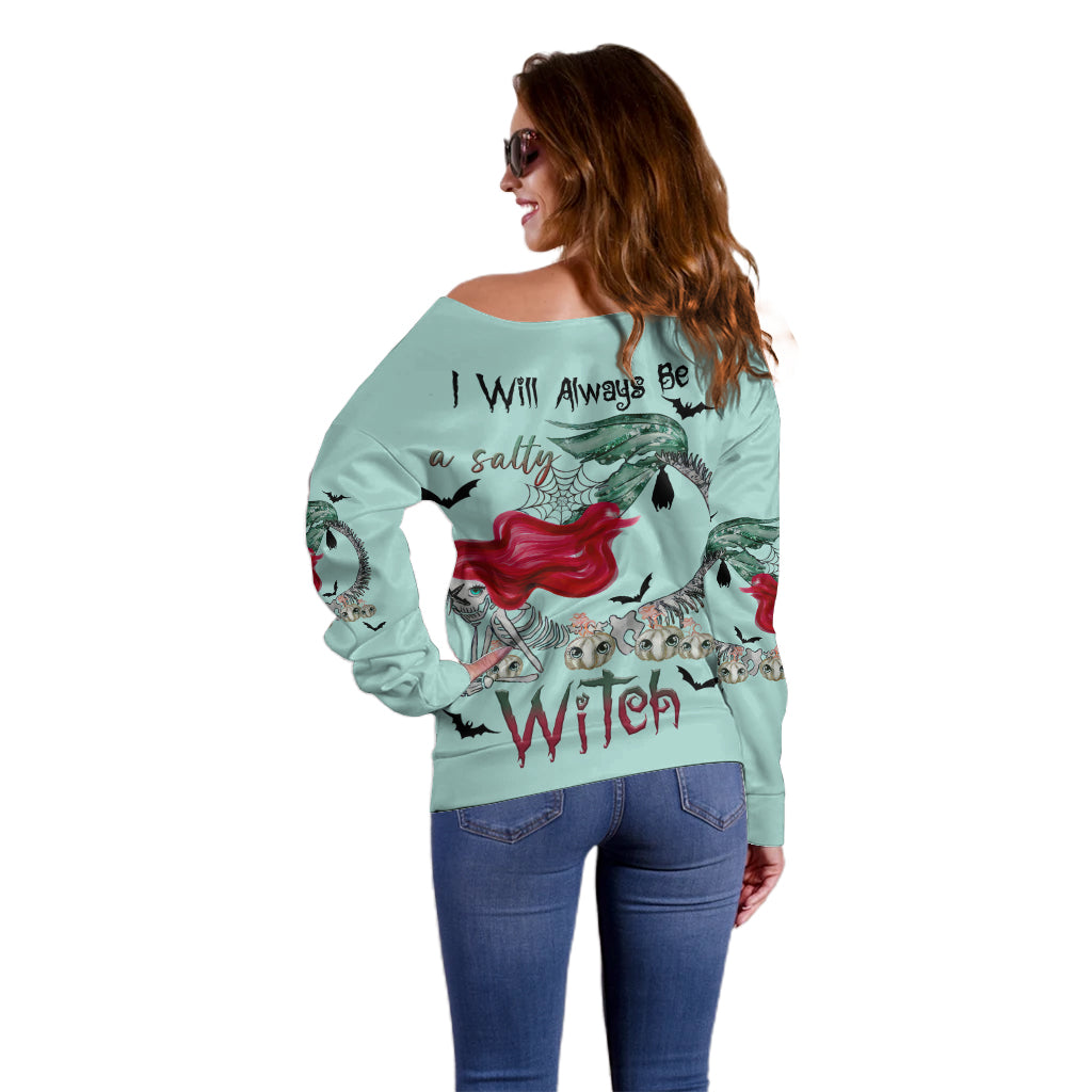 Salty Witch Mermaid Halloween Off Shoulder Sweater - Wonder Print Shop