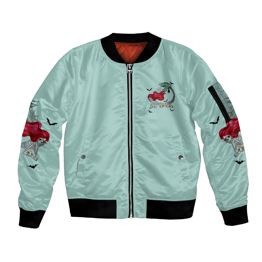 Salty Witch Mermaid Halloween Sleeve Zip Bomber Jacket - Wonder Print Shop