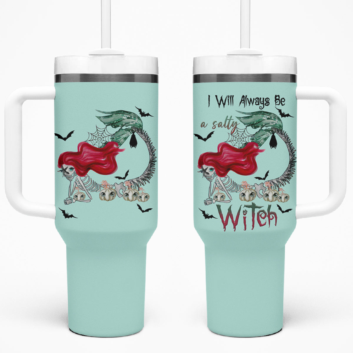 Salty Witch Mermaid Halloween Tumbler With Handle - Wonder Print Shop