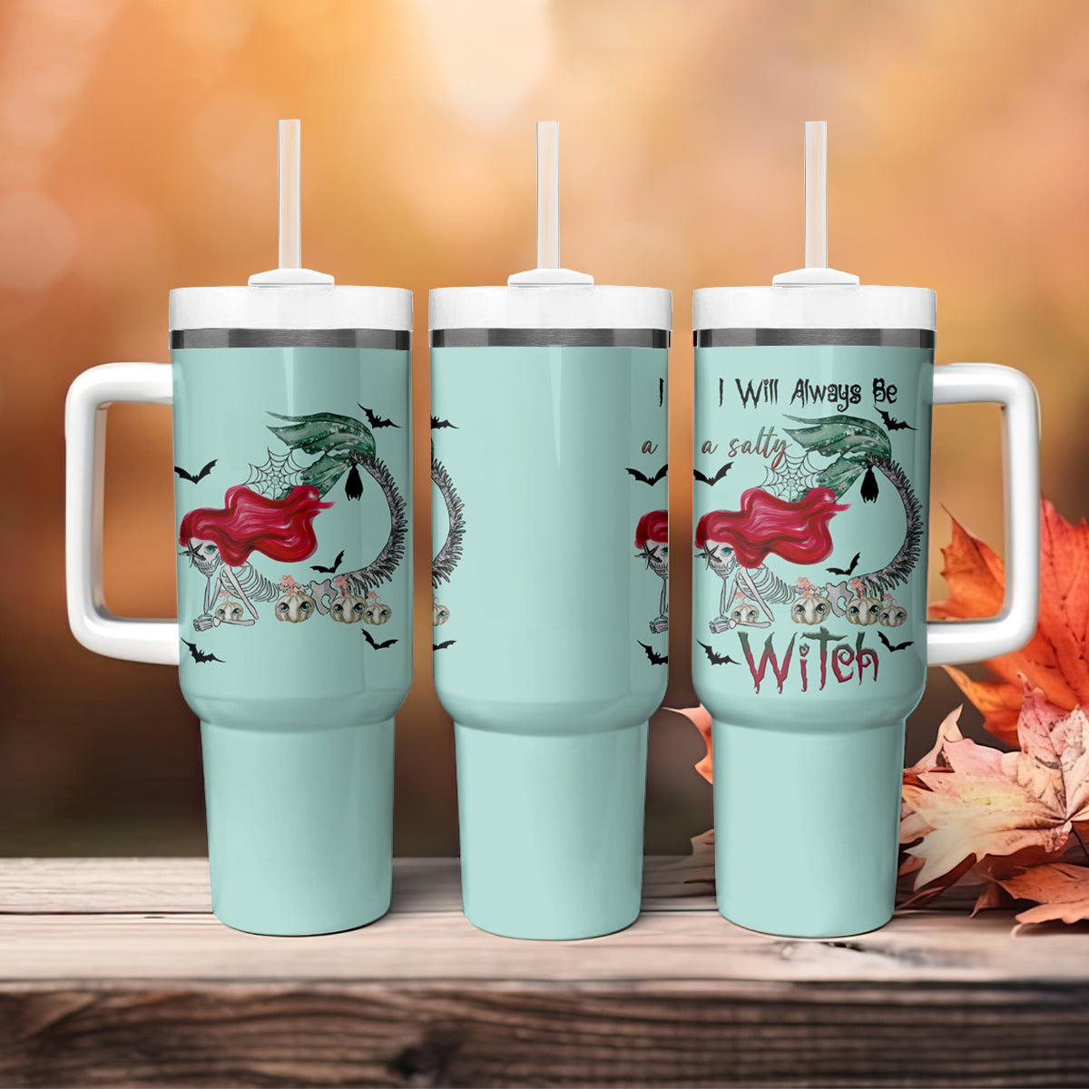 Salty Witch Mermaid Halloween Tumbler With Handle - Wonder Print Shop