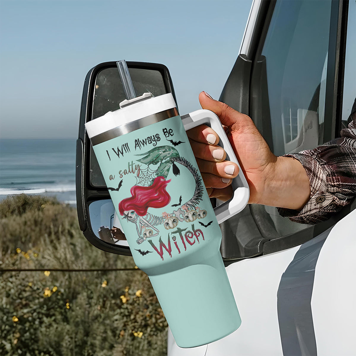 Salty Witch Mermaid Halloween Tumbler With Handle - Wonder Print Shop