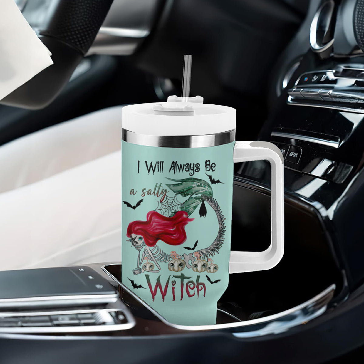 Salty Witch Mermaid Halloween Tumbler With Handle - Wonder Print Shop