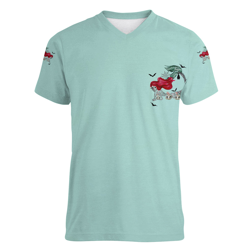 Salty Witch Mermaid Halloween Women V Neck T Shirt - Wonder Print Shop