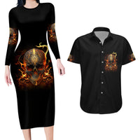 Did I Piss You Off Skull Filagree Couples Matching Long Sleeve Bodycon Dress and Hawaiian Shirt - Wonder Print Shop