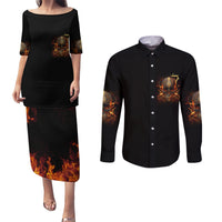 Did I Piss You Off Skull Filagree Couples Matching Puletasi Dress and Long Sleeve Button Shirt - Wonder Print Shop