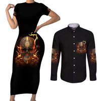 Did I Piss You Off Skull Filagree Couples Matching Short Sleeve Bodycon Dress and Long Sleeve Button Shirt - Wonder Print Shop