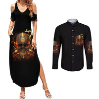 Did I Piss You Off Skull Filagree Couples Matching Summer Maxi Dress and Long Sleeve Button Shirt - Wonder Print Shop