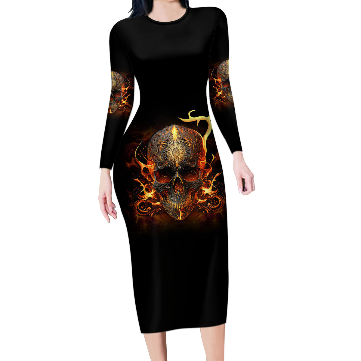 Did I Piss You Off Skull Filagree Family Matching Long Sleeve Bodycon Dress and Hawaiian Shirt - Wonder Print Shop