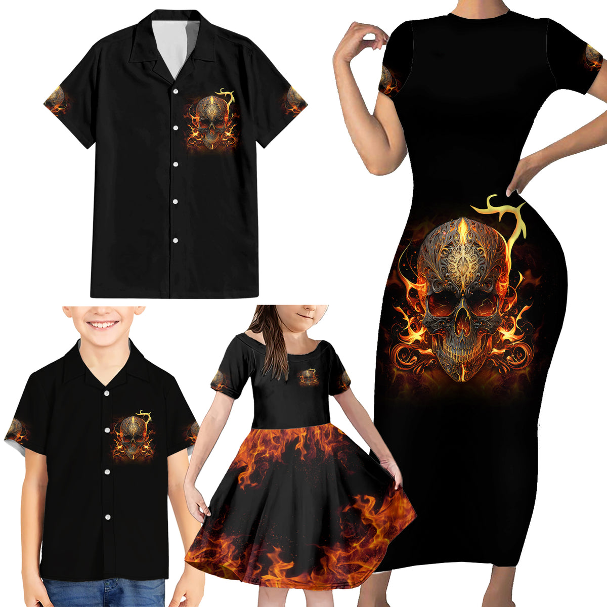 Did I Piss You Off Skull Filagree Family Matching Short Sleeve Bodycon Dress and Hawaiian Shirt - Wonder Print Shop