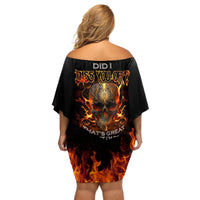 Did I Piss You Off Skull Filagree Off Shoulder Short Dress - Wonder Print Shop
