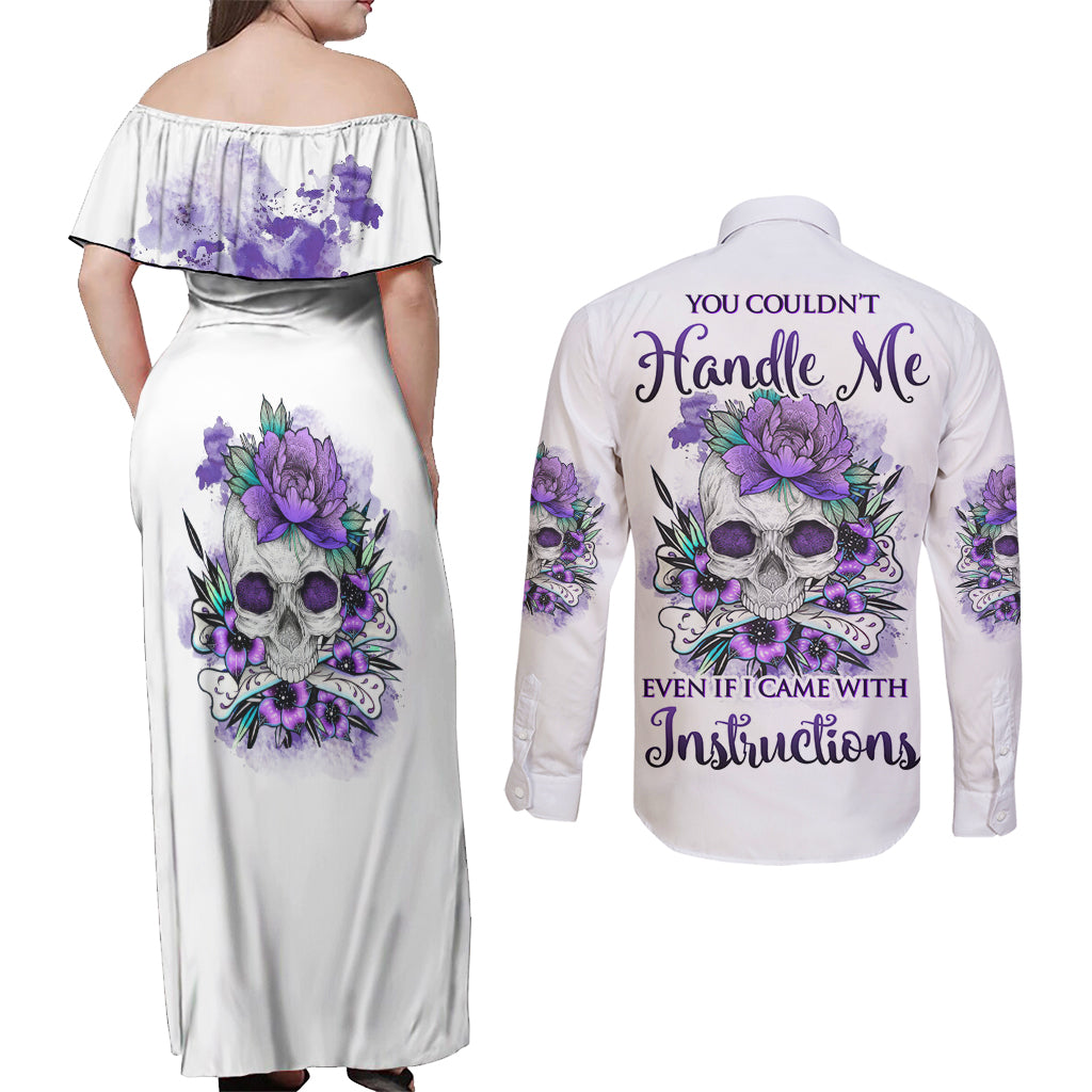 You Couldn't Handle Me Skul Couples Matching Off Shoulder Maxi Dress and Long Sleeve Button Shirt - Wonder Print Shop