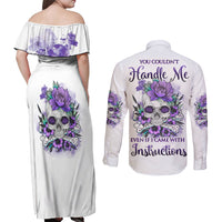 You Couldn't Handle Me Skul Couples Matching Off Shoulder Maxi Dress and Long Sleeve Button Shirt - Wonder Print Shop