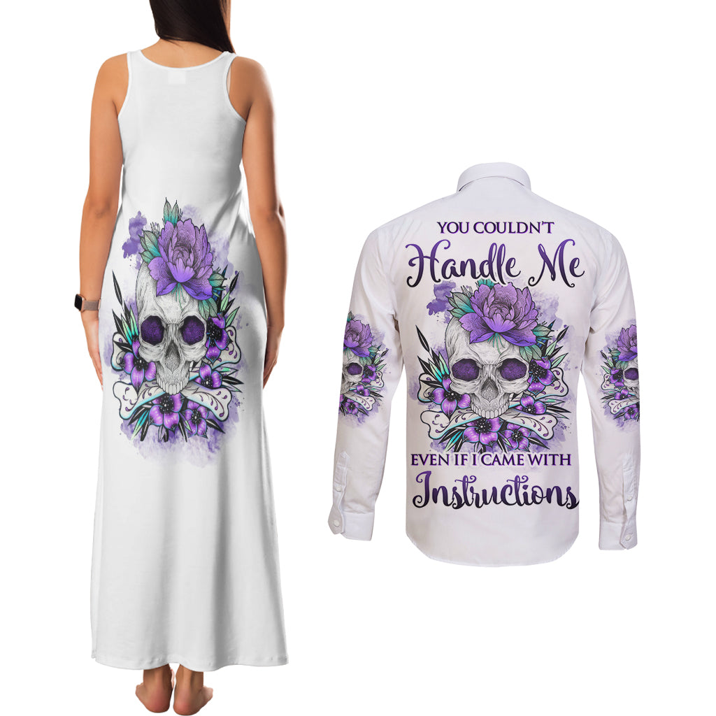 You Couldn't Handle Me Skul Couples Matching Tank Maxi Dress and Long Sleeve Button Shirt - Wonder Print Shop