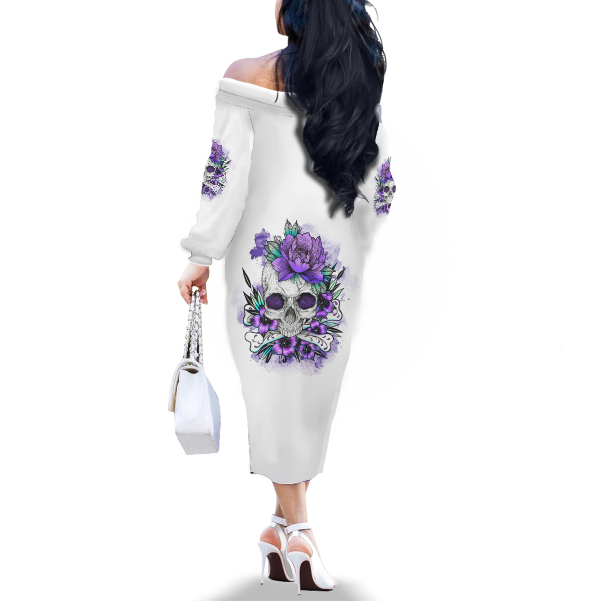 You Couldn't Handle Me Skul Family Matching Off Shoulder Long Sleeve Dress and Hawaiian Shirt - Wonder Print Shop