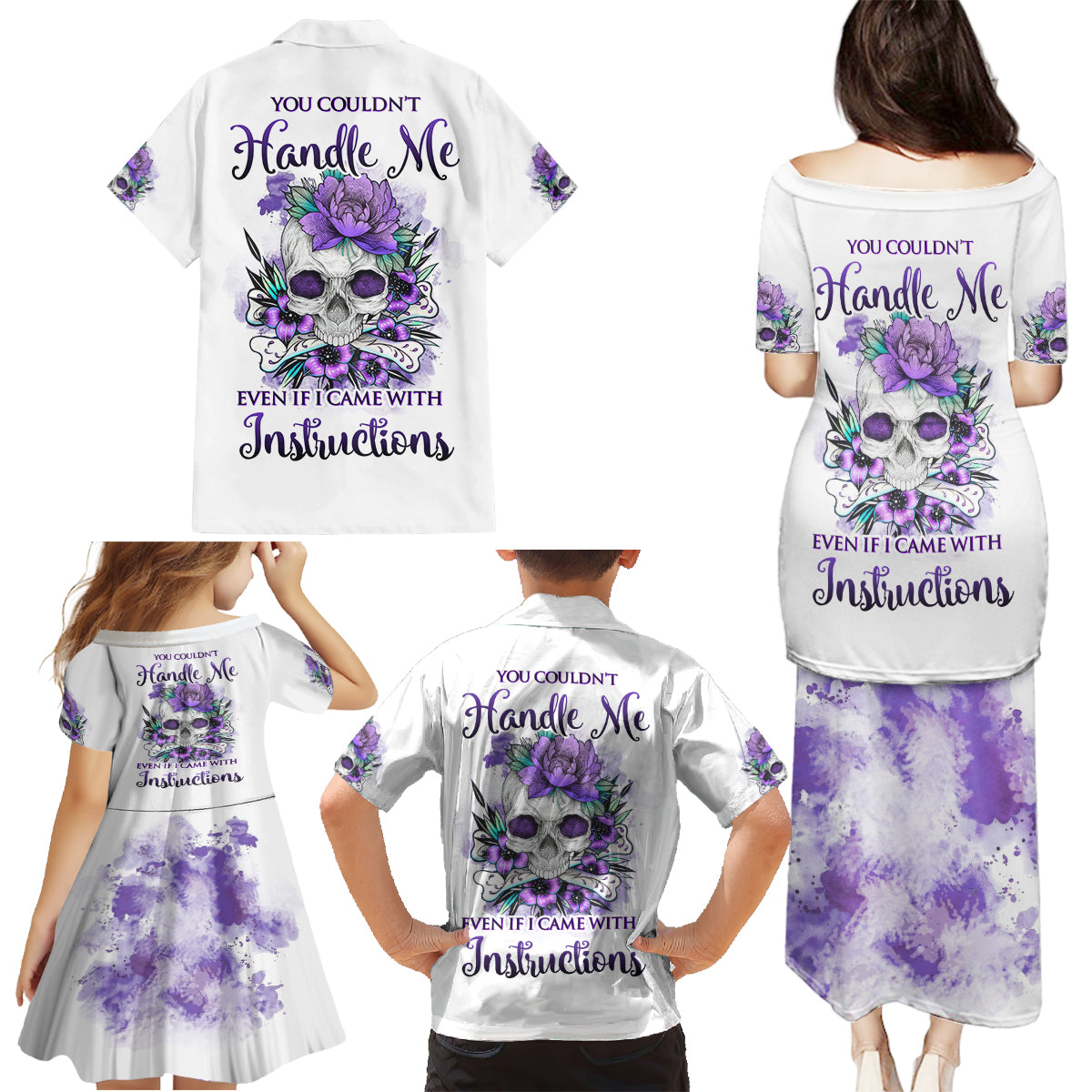 You Couldn't Handle Me Skul Family Matching Puletasi Dress and Hawaiian Shirt - Wonder Print Shop