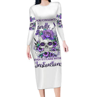 You Couldn't Handle Me Skul Long Sleeve Bodycon Dress - Wonder Print Shop