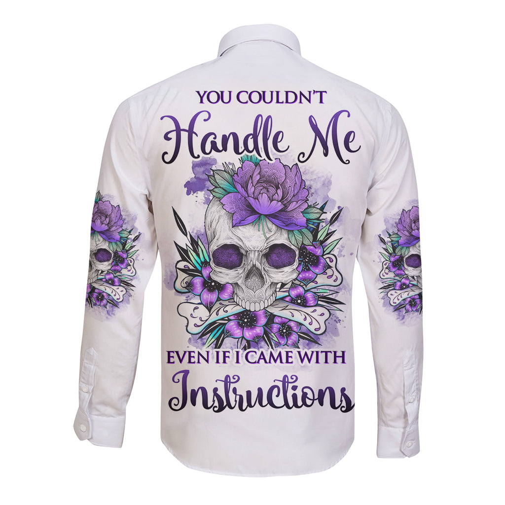 You Couldn't Handle Me Skul Long Sleeve Button Shirt - Wonder Print Shop