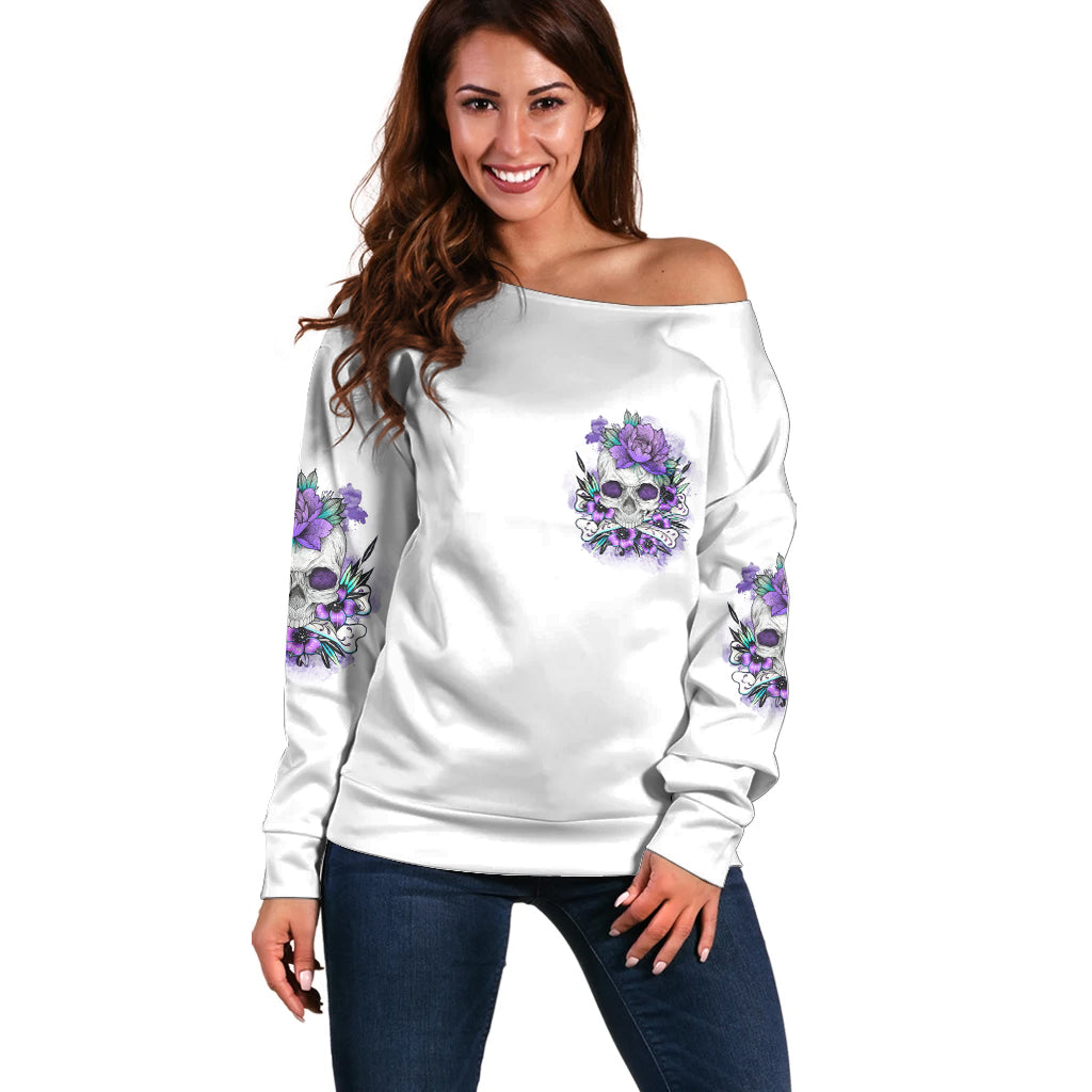 You Couldn't Handle Me Skul Off Shoulder Sweater - Wonder Print Shop