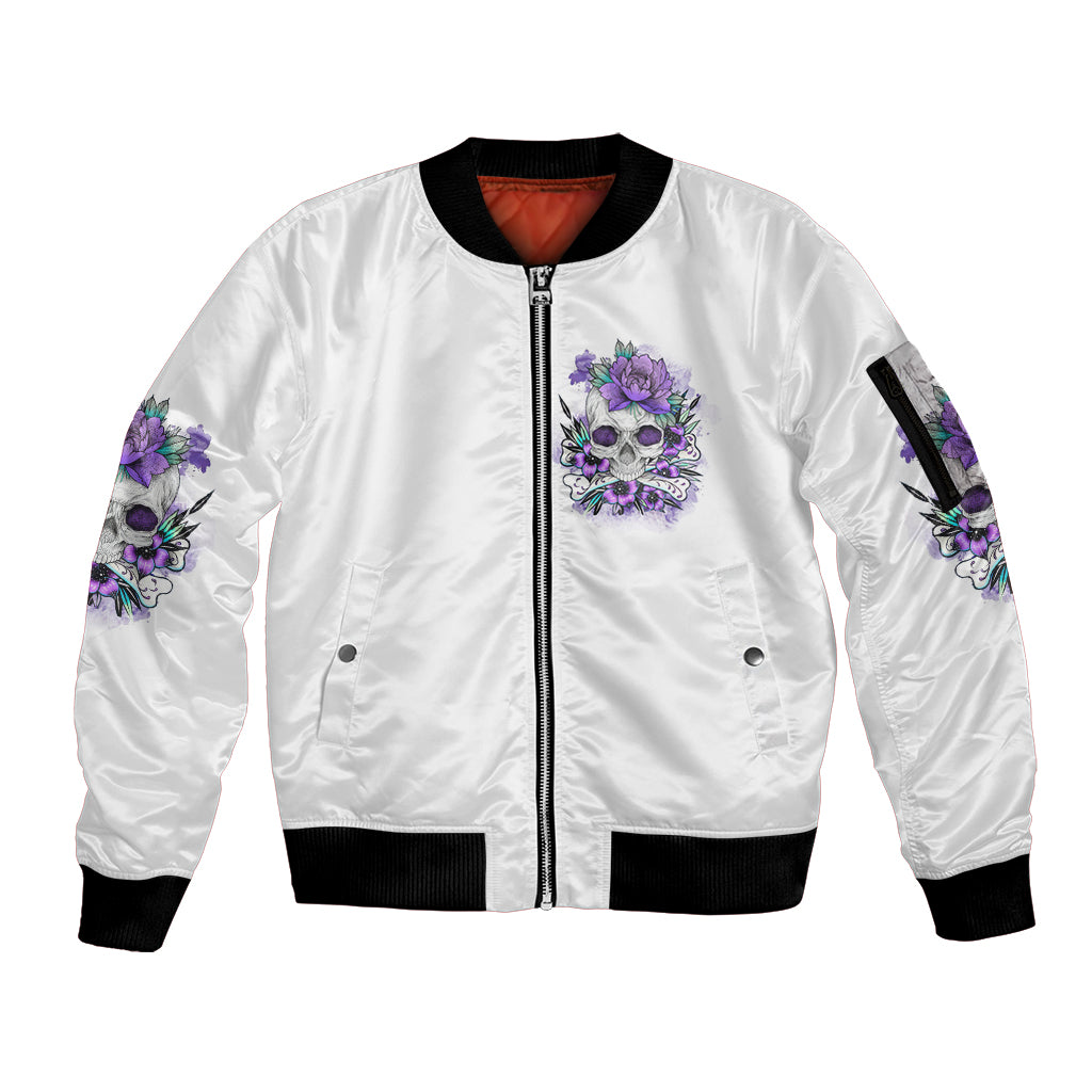 You Couldn't Handle Me Skul Sleeve Zip Bomber Jacket - Wonder Print Shop