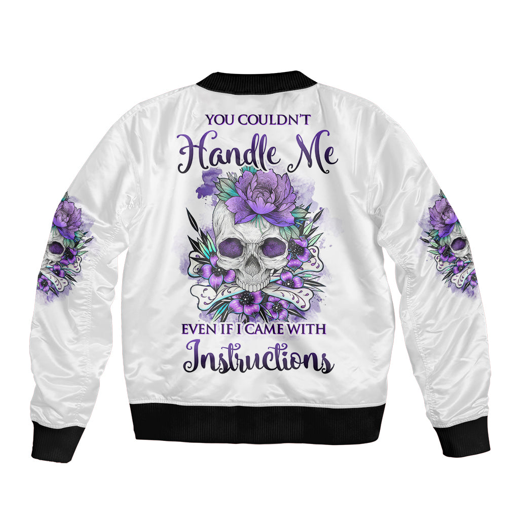 You Couldn't Handle Me Skul Sleeve Zip Bomber Jacket - Wonder Print Shop