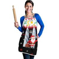 Malaysia Christmas Apron with Santa Claus Petronas Towers Snowflakes and Festive Icons - Wonder Print Shop