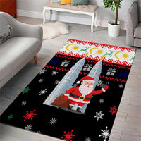 Malaysia Christmas Area Rug with Santa Claus Petronas Towers Snowflakes and Festive Icons - Wonder Print Shop