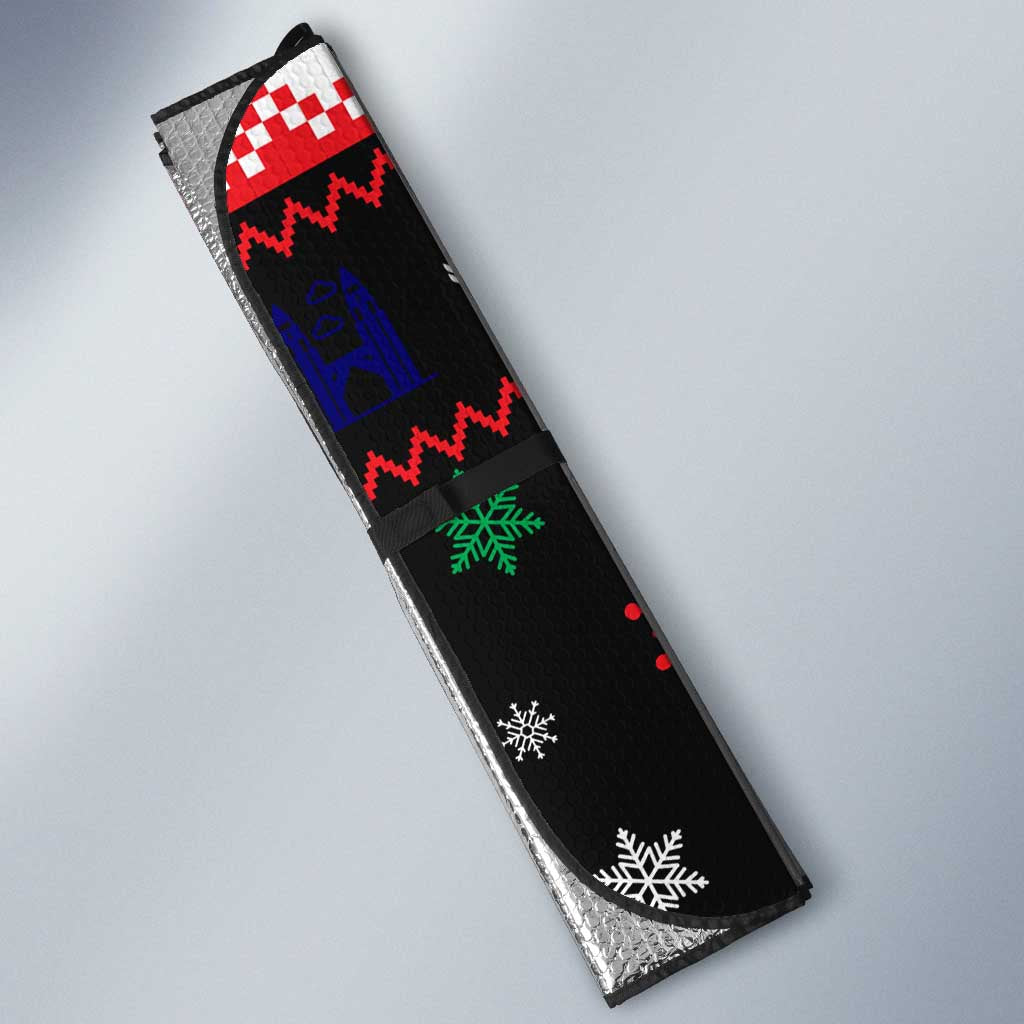 Malaysia Christmas Auto Sun Shade with Santa Claus Petronas Towers Snowflakes and Festive Icons - Wonder Print Shop