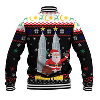 Malaysia Christmas Baseball Jacket with Santa Claus Petronas Towers Snowflakes and Festive Icons - Wonder Print Shop