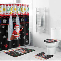 Malaysia Christmas Bathroom Set with Santa Claus Petronas Towers Snowflakes and Festive Icons - Wonder Print Shop