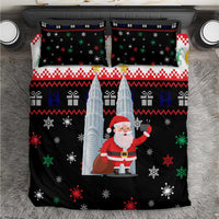Malaysia Christmas Bedding Set with Santa Claus Petronas Towers Snowflakes and Festive Icons - Wonder Print Shop