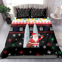 Malaysia Christmas Bedding Set with Santa Claus Petronas Towers Snowflakes and Festive Icons - Wonder Print Shop