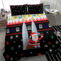 Malaysia Christmas Bedding Set with Santa Claus Petronas Towers Snowflakes and Festive Icons - Wonder Print Shop