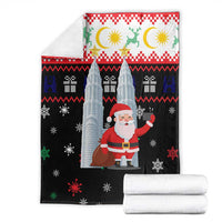 Malaysia Christmas Blanket with Santa Claus Petronas Towers Snowflakes and Festive Icons - Wonder Print Shop