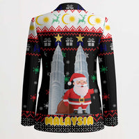 Malaysia Christmas Blazer with Santa Claus Petronas Towers Snowflakes and Festive Icons - Wonder Print Shop