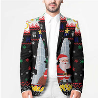 Malaysia Christmas Blazer with Santa Claus Petronas Towers Snowflakes and Festive Icons - Wonder Print Shop
