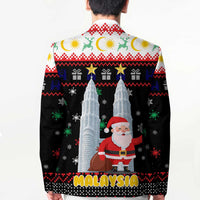 Malaysia Christmas Blazer with Santa Claus Petronas Towers Snowflakes and Festive Icons - Wonder Print Shop