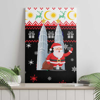 Malaysia Christmas Canvas Wall Art with Santa Claus Petronas Towers Snowflakes and Festive Icons - Wonder Print Shop