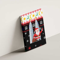 Malaysia Christmas Canvas Wall Art with Santa Claus Petronas Towers Snowflakes and Festive Icons - Wonder Print Shop