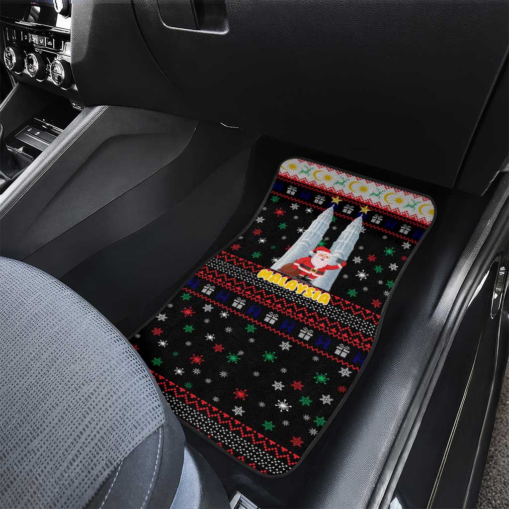 Malaysia Christmas Car Mats with Santa Claus Petronas Towers Snowflakes and Festive Icons - Wonder Print Shop