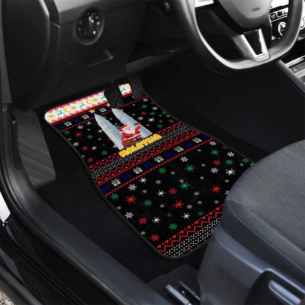 Malaysia Christmas Car Mats with Santa Claus Petronas Towers Snowflakes and Festive Icons - Wonder Print Shop