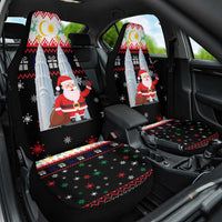 Malaysia Christmas Car Seat Cover with Santa Claus Petronas Towers Snowflakes and Festive Icons - Wonder Print Shop