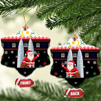 Malaysia Christmas Ceramic Ornament with Santa Claus Petronas Towers Snowflakes and Festive Icons - Wonder Print Shop