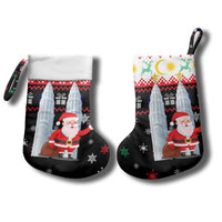 Malaysia Christmas Stocking with Santa Claus Petronas Towers Snowflakes and Festive Icons - Wonder Print Shop