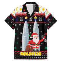 Malaysia Christmas Family Matching Mermaid Dress and Hawaiian Shirt with Santa Claus Petronas Towers Snowflakes and Festive Icons - Wonder Print Shop