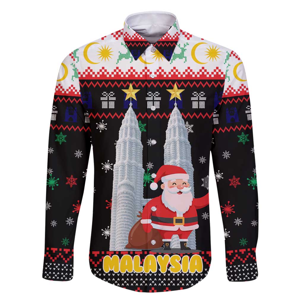 Malaysia Christmas Family Matching Puletasi and Hawaiian Shirt with Santa Claus Petronas Towers Snowflakes and Festive Icons - Wonder Print Shop