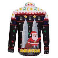 Malaysia Christmas Family Matching Tank Maxi Dress and Hawaiian Shirt with Santa Claus Petronas Towers Snowflakes and Festive Icons - Wonder Print Shop