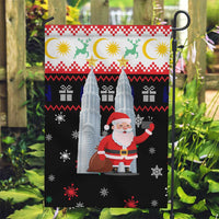 Malaysia Christmas Garden Flag with Santa Claus Petronas Towers Snowflakes and Festive Icons - Wonder Print Shop