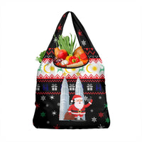 Malaysia Christmas Grocery Bag with Santa Claus Petronas Towers Snowflakes and Festive Icons - Wonder Print Shop
