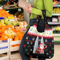 Malaysia Christmas Grocery Bag with Santa Claus Petronas Towers Snowflakes and Festive Icons - Wonder Print Shop