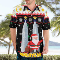 Malaysia Christmas Hawaiian Shirt with Santa Claus Petronas Towers Snowflakes and Festive Icons - Wonder Print Shop